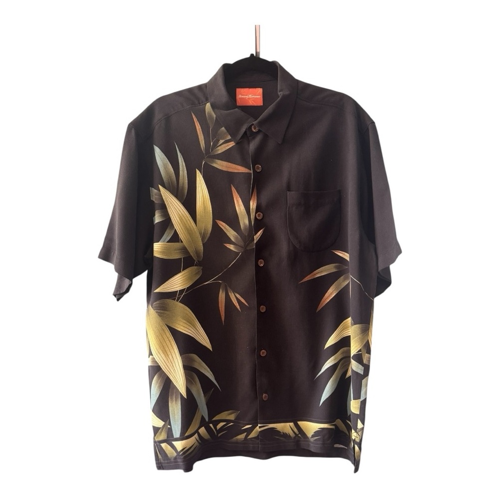 Tommy Bahama Black Tropical Silk Shirt size Medium